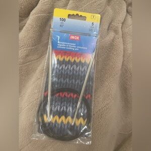 INOX 5mm Circular Knitting Needle - Silver with Black Cable VINTAGE